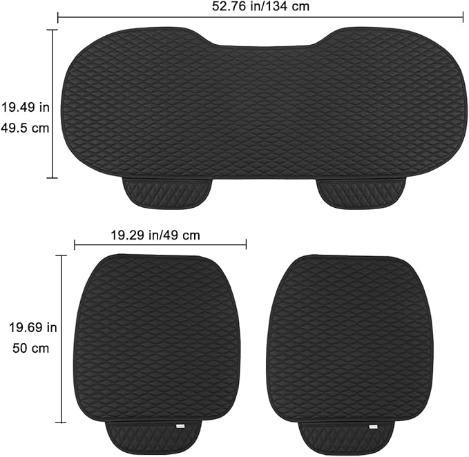 West Llama Pu Leather Car Seat Bottom Covers Protectors Include 1 Pair Front Driver Seat Pad Mat and 1 Rear Bench Cover Universal Fit 90% Vehicles,Black