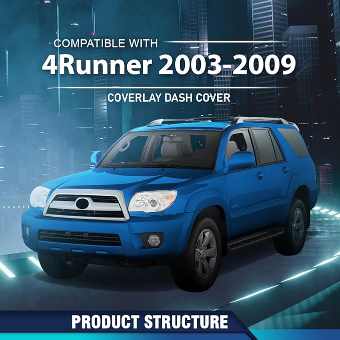 PIT66 Dash Bezel Cover Compatible with Toyota 4Runner 2003-2009 Black Plastic Dashboard Instrument Panel