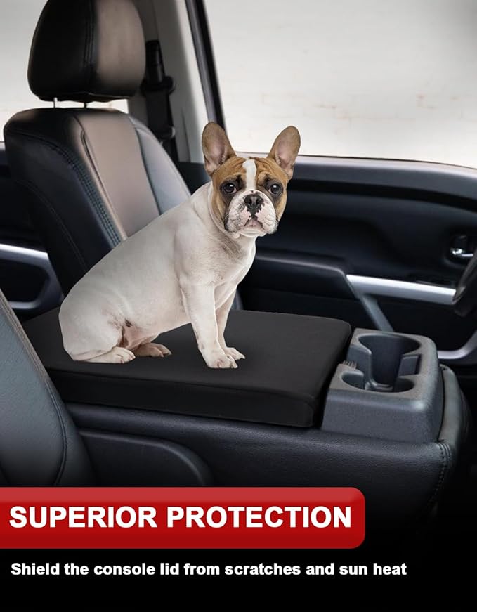 KBH Center Console Armrest Cover for Nissan Titan 2004-2024, Polyester Fabric, Middle Console Arm Rest Lid Protector, Anti-Scratch, Black (Fits Jump Seat Console Only)