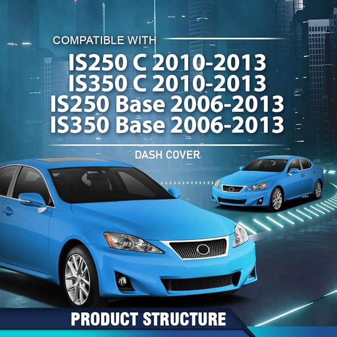 PIT66 Dash Cover Dashboard Panel Compatible with LX IS250/IS350 C 2010 2011 2012 2013, Fit LX IS250/IS350 Base 2006 2007 2008 2009 2010 2011 2012 2013 Black