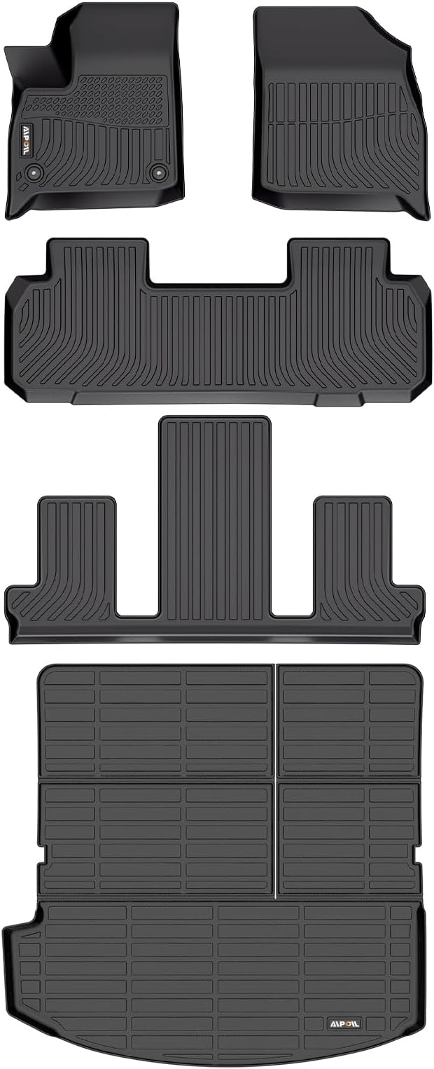 AIPOIL® Floor Mats & Cargo Liner Set for 2018-2024 Buick Enclave All Weather Protection TPE Anti-Slip Automotive Full Set Custom Car Mats Accessories - Black