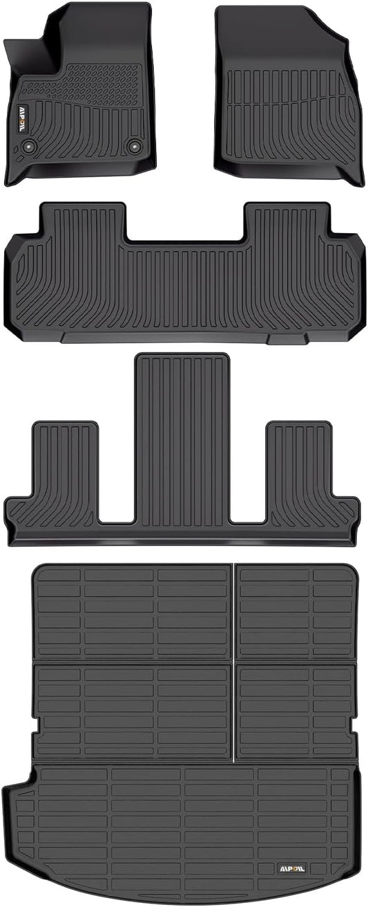 AIPOIL® Floor Mats & Cargo Liner Set for 2018-2024 Buick Enclave All Weather Protection TPE Anti-Slip Automotive Full Set Custom Car Mats Accessories - Black