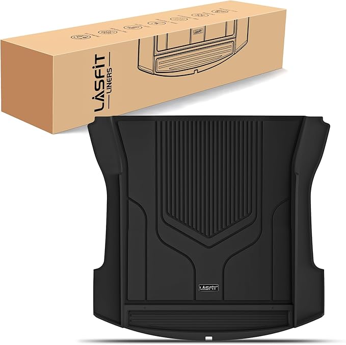 LASFIT Premium Extra Thick Trunk Mats for Tesla Model Y 2025 2024 2023 2022 2021 2020, TPE All Weather Custom Fit 5 Seater Car Mat Cargo Liner, Black