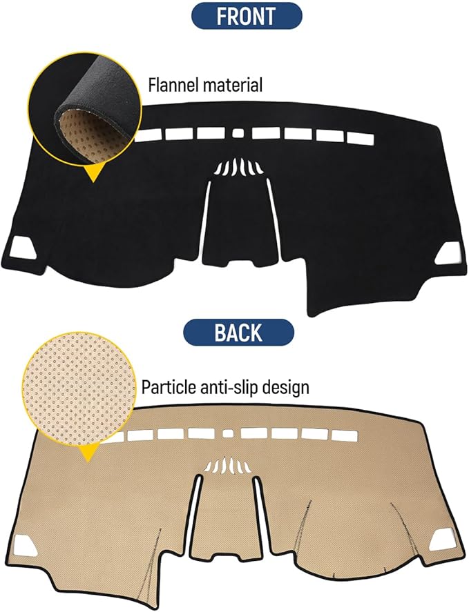 BIBLOZ Dash Cover for Ford Edge 2015-2024 Accessories Black Flannel Dashboard Cover Mat Car Dashboard UV Sun