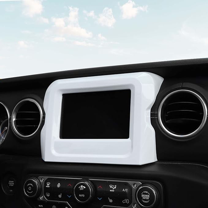 RT-TCZ for Jeep JL Center Console Radio Display Panel Trim Cover for Jeep Wrangler JL JLU Gladiator JT 2018-2023 White Interior Accessories 7 inch