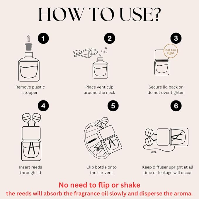 Air Freshener | Champagne Toast Scent for Women & Men | Long Lasting Fragrance | Car Vent Clip Diffuser (Clear)