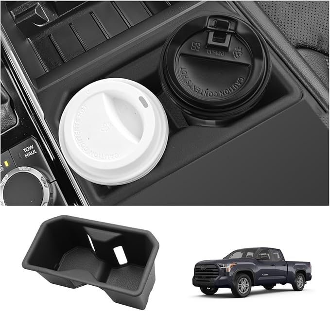 LUWU 2025 Tundra Center Console Cup Holder Compatible with 2022 2023 2024 2025 Toyota Tundra Interior Accessories Center Console TPE Cup Holder Insert Tundra 2025 Accessories