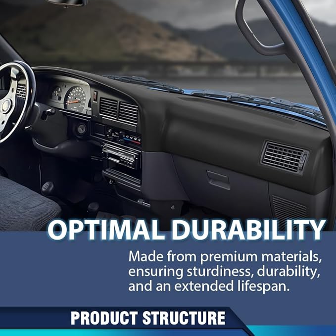 PIT66 Dash Cover Dashboard Panel Compatible with Toyota 4Runner Pickup 1989 1990 1991 1992 1993 1994 1995 Black