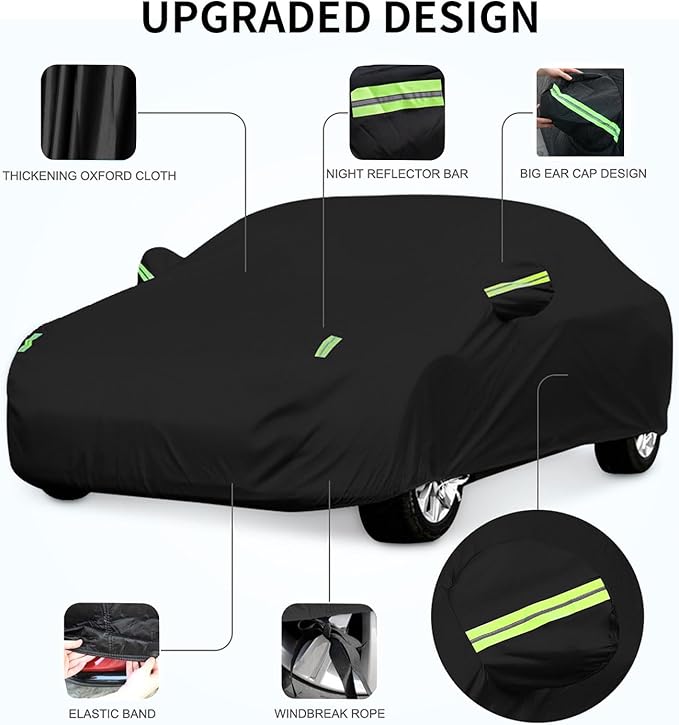 Custom-Fit for Car Cover, 7 Layers Car Cover Waterproof All Weather for Automobiles, Outdoor Full Cover Rain Sun UV Protection with Zipper (Black,for 1 Series-)