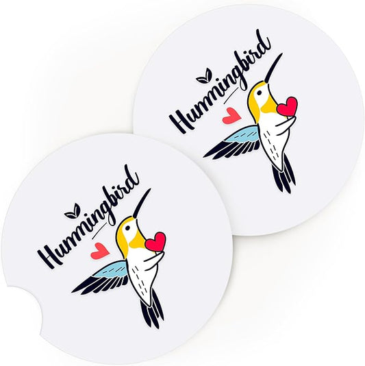 2 Pack Hummingbird Car Cup Holder Coaster, Cute Hummingbird Car Interior Accessories Drink Coaster for Women & Men, Hummingbird Lovers Themed Gifts Stuff Accessories Things Merchandise Items!