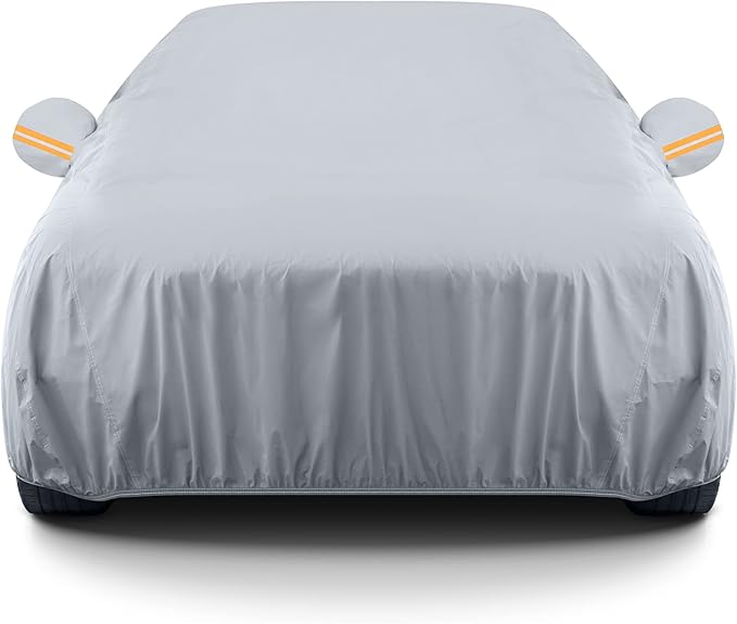 GXT All Weatherproof Car Cover for Outdoor Automobiles, Heavy Duty TPE Fabric Full Protection for Rain Dirty Snow UV and Wind, Universal Fit for Full-Size Sedan 190-209 inch
