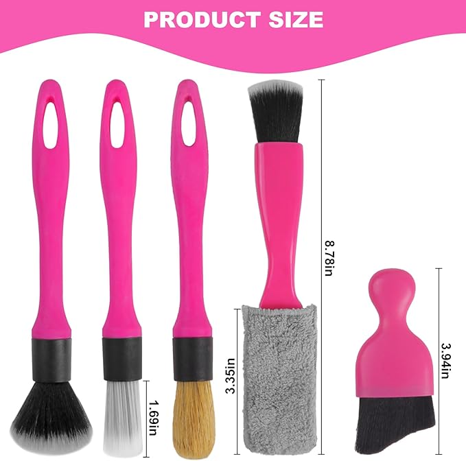 TTRCB Car Detailing Cleaning Kit Interior Cleaner, Car Detailing Brush Set, Pink Car Accessories Essentials for Women, Car Cleaning Gel, Car Cleaning Supplies Tools Stuff for RV, SUV, Interior
