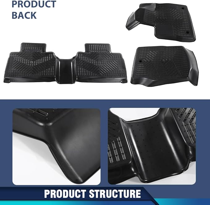 PIT66 Floor Mats Cargo Liners Compatible with Ford Explorer 2020 2021 2022 2023 2024 (Heavy Duty) 3-Piece Premium All Weather Automotive TPE Liners