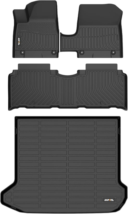 AIPOIL® Floor Mats & Cargo Liner Set for Hyundai Ioniq 5 2025 (with Unmovable Console) All Weather Protection TPE Car Full Set Custom Car Mats Accessories - Black