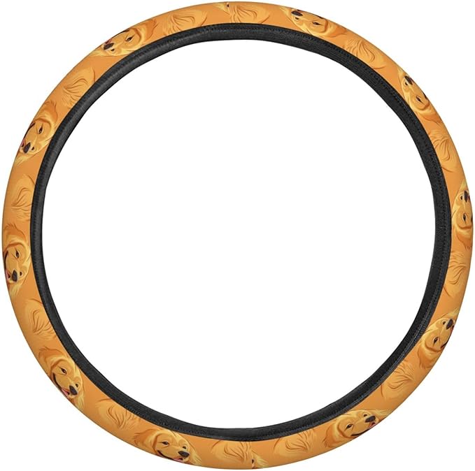 Golden Retriever Dog Pattern Steering Wheel Covers Anti-Slip Elasticity Car Accessories Steering Wheel Protector Universal 15 Inch for Cars SUV Vehicle Truck