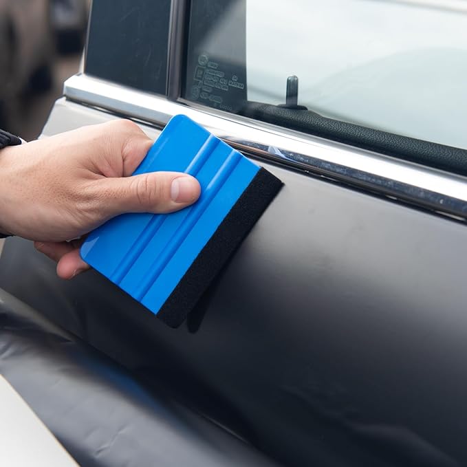 Squeegee for Vinyl, 2 Pcs With Extra 2 Felt Replacements, 4 Inch Wrap Tools for Car Wrap, Craft Sign Making, DIY Crafting, Window, Black and Dark Blue