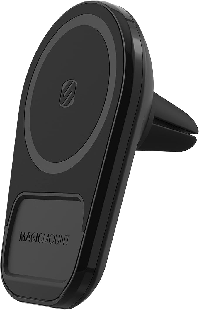 Scosche MQ5WDV-1 MagicMount Pro Charge5 Window/Dash/Vent 15W Magnetic, Qi-Certified, Wireless Charging Phone Mount, Cell Phone Holder for Car Compatible with MagSafe, iPhone, Galaxy and Qi Devices