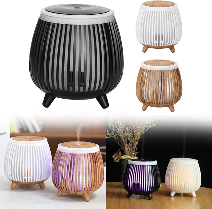 Essential Oil Diffuser Humidifier 140 mL with LED Mood Light,Quiet Aromatherapy Air Freshener for Bedroom,Office,Car or Travel,White