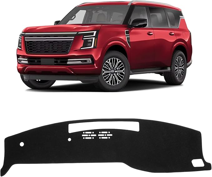 KUST Car Dash Cover Compatible with 2025-2026 Nissan Armada Dashboard Cover Dash Carpet Polyester Non-Slip Dash Protector Interior Accessories for Armada Custom Fit Dash Mat No Glare Black