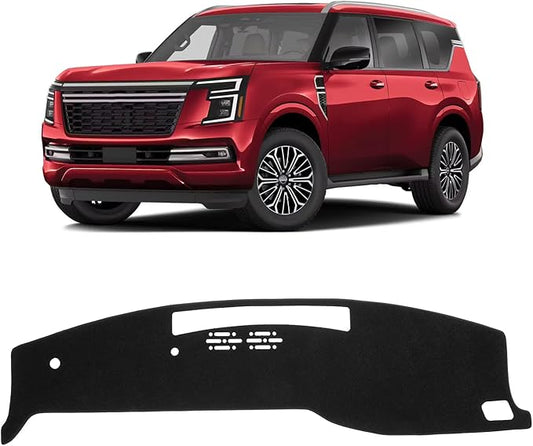KUST Car Dash Cover Compatible with 2025-2026 Nissan Armada Dashboard Cover Dash Carpet Polyester Non-Slip Dash Protector Interior Accessories for Armada Custom Fit Dash Mat No Glare Black