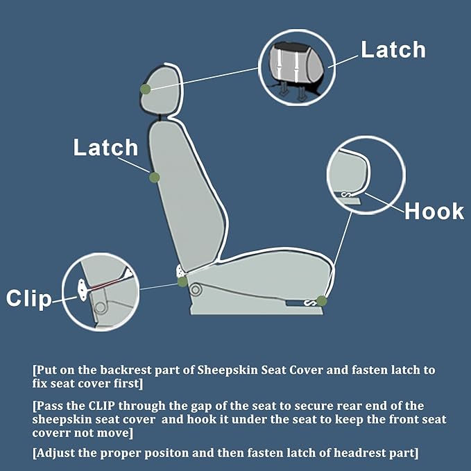 Fluffy Sheepskin Car Seat Cover-Fuzzy Fur Auto Cushion for Universal Automotive Protector (Black, 1 Pcs Front Seat Cover)