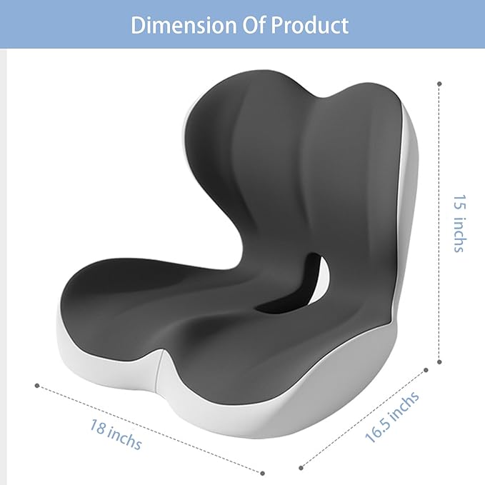 Seat Cushion Premium Ergonomic Memory Foam Car & Office Chair Seat Cushion - Orthopedic Lumbar Support for Back Pain Relief, Non-Slip Design for Car, Truck, Home Chair & Office Seat