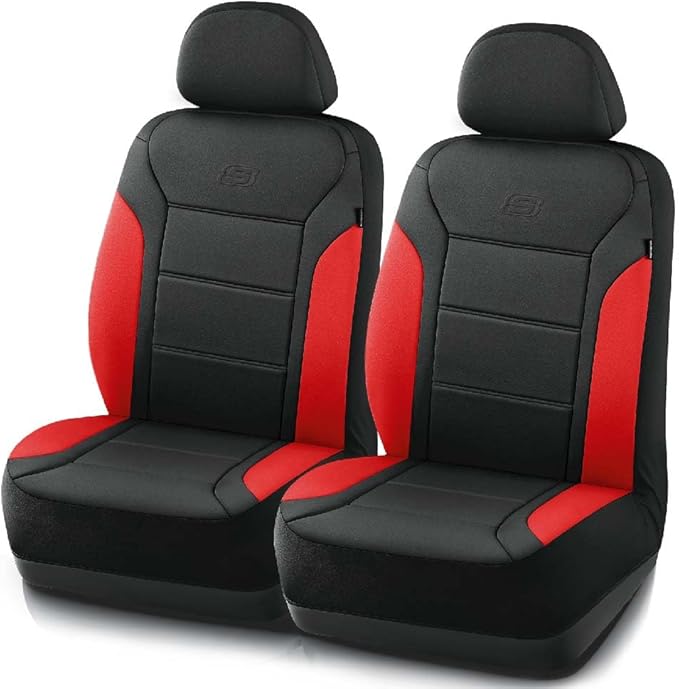 Skechers Memory Foam Car Seat Covers, Lycra Fabric Seat Covers, Car Seat Covers Front Seats Airbag Compatible,Automotive seat Covers for Most Cars,Trucks, SUV(Red)