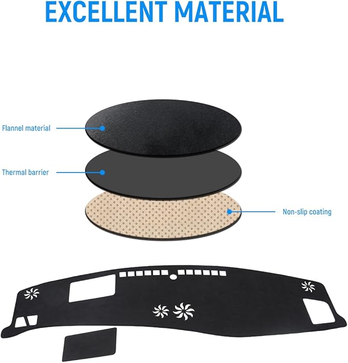 BIBLOZ Dash Cover for Hyundai Santa Fe 2024 2025 2026 Accessories Black Flannel Dashboard Cover Mat Car Dashboard UV Sun Protection