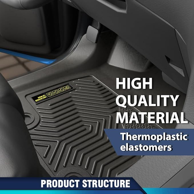 PIT66 Floor Mats Cargo Liners Compatible with Chrysler Pacifica 2017-2025(No Hybrid Models), Fit 7& 8 Passenger Model, 1st and 2nd Row & 3rd Row All Weather TPE Liner Accessories