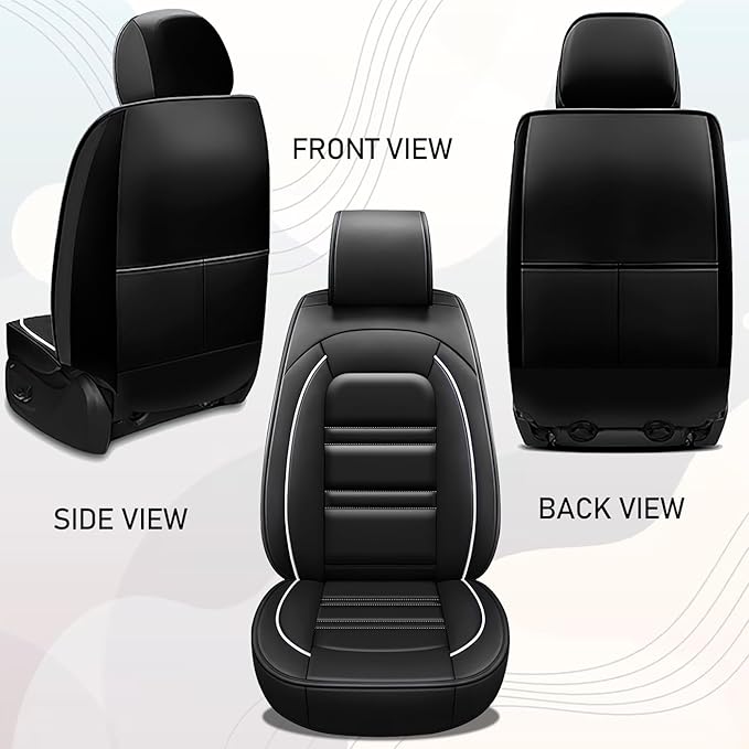 Seat Cover for Ford Transit 2014-2024 | Car Seat Covers Front Seats, Waterproof Seat Protectors, Automotive Front Seat Covers (Front Seat, Black&White Line)