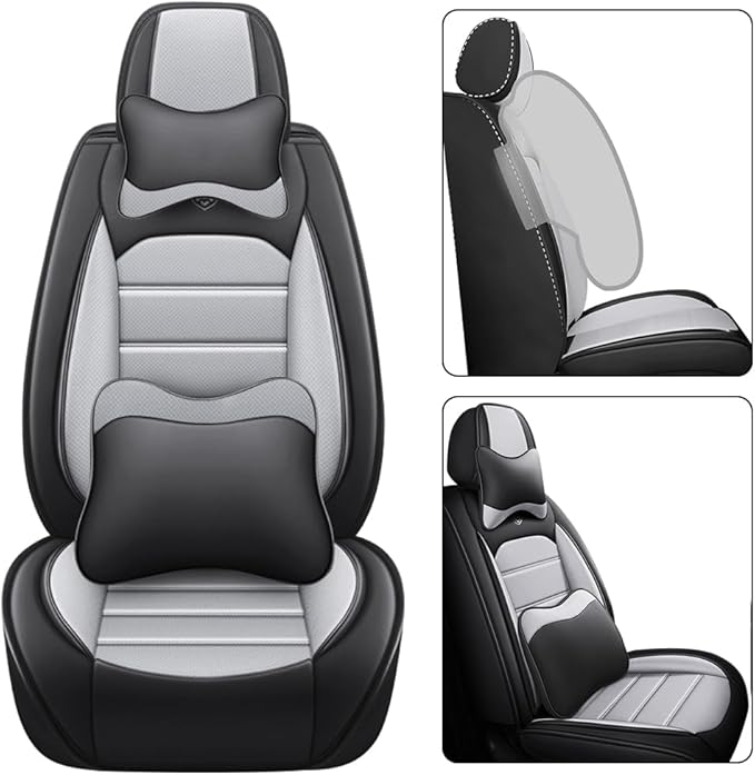 for Toyota Highlander 2006-2026 Seat Covers,Waterproof,Abrasion-Resistant PU Leather Full Set Seat Cover(Luxury Black&Gray)