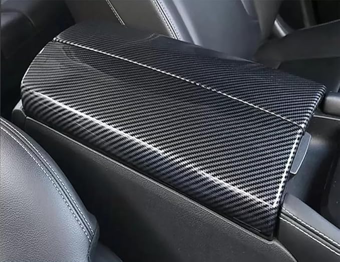 Auto Parts Compatible with Nissan New Rogue 2021 2022 2023 2024 2025Inner Center Console Armrest Box Cover Trim Protector Cap (Carbon Fiber Pattern) ABS 2PCS
