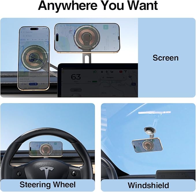 15W Magnetic Wireless Car Mount Charger,XO Foldable and Adjustable Fast Charging Phone Holder, Ultra Mag Safe Car Charger for iPhone 16 15 14 13 12, Gifts for Men/Women