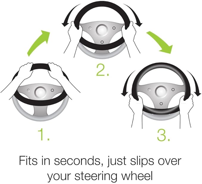 Motor Trend Ergonomic Grip Steering Wheel Cover/Protector for Small Size Steering Wheels in Cars, SUVs, Boats (13.5-14.5") (Genuine Leather (Gray))