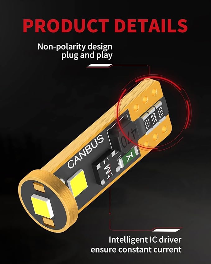 LASFIT 194 LED Bulb 6000K White, T10 168 2825 W5W LED Replacement Light Bulbs, For Dome Map Light, Door Light, Courtesy Light, License Plate Light, Trunk Light, Super Bright (Pack of 8)