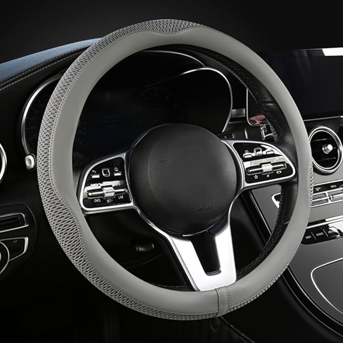 38cm Car Steering Wheel Cover, Universal 15 inch, Microfiber Breathable Ice Silk, Anti-Slip, Odorless, Easy Carry