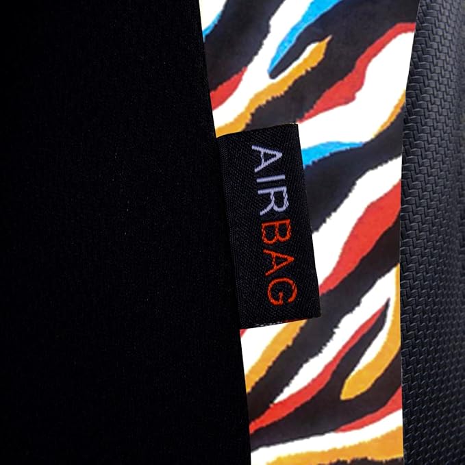 Flying Banner car seat Covers Protects Water Proof Faux Leather Carbon Fiber Fronts Rear Bench Covers (Muti-Color Zebra Black, Full Set - 8PCS)