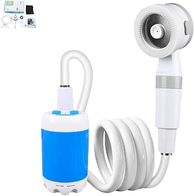 Portable Camping Shower Pump -Rechargeable Outdoor Shower Head Sprayer, Perfect for Camping, Hiking, Travel, Car Washing & Pet Cleaning