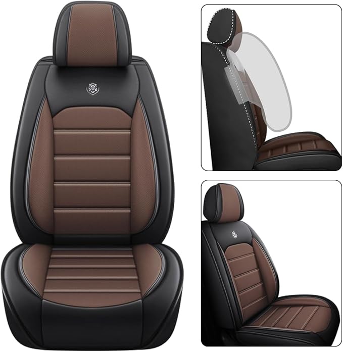 for Toyota Highlander 2006-2026 Seat Covers,Waterproof,Abrasion-Resistant PU Leather 2PCS Front Seat Cover(Black&Coffee)