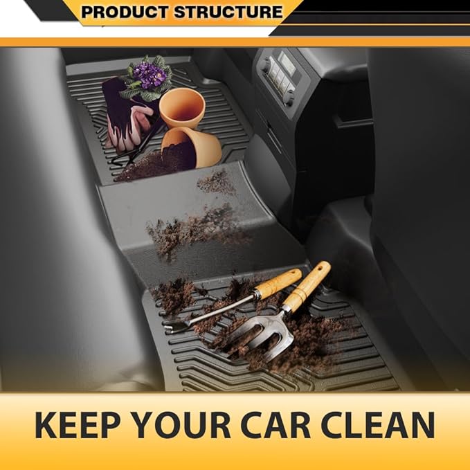 TPE Floor Mats Cargo Mats, Compatible with Chevy Traverse 2018-2024, 1st & 2nd & 3rd Row 4PCS with 2nd Row Bucket Seats, All Weather Full Cover Protection, Black Cargo Liner Interior Accessories