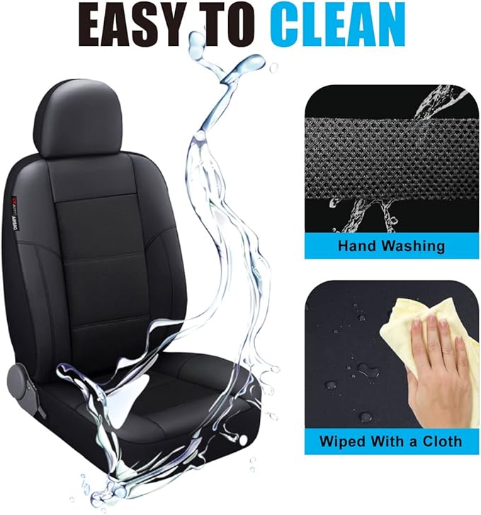 P&J AUTO Leather and Mesh Car Seat Cover Full Set in 9pcs Universal Fit for Cars Trucks Vans & SUVs Airbag Compatible (Black)