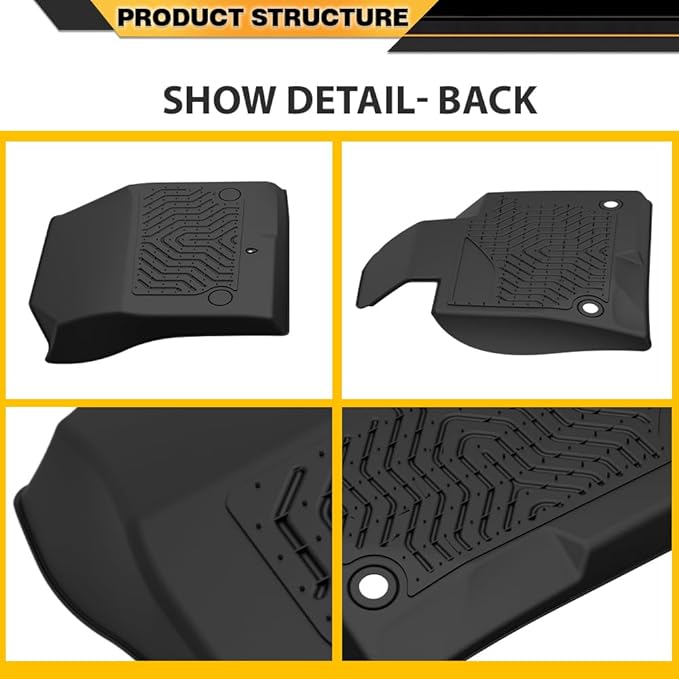 TPE Floor Mats Cargo Mats, Compatible with Santa Fe Sport 2013-2018 (Fits 5-Passenger Model Only), 1st & 2nd Row 3PCS, All Weather Full Cover Protection, Black Cargo Liner Interior Accessories