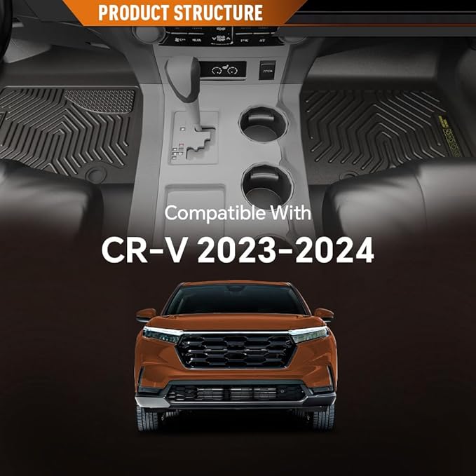 ANDPLAY TPE Floor Mats Liners 3 PCS Compatible with Honda CRV 2023 2024 2025(Include Hybird) All Weather Protection Black Floor Liners alfombras para carro