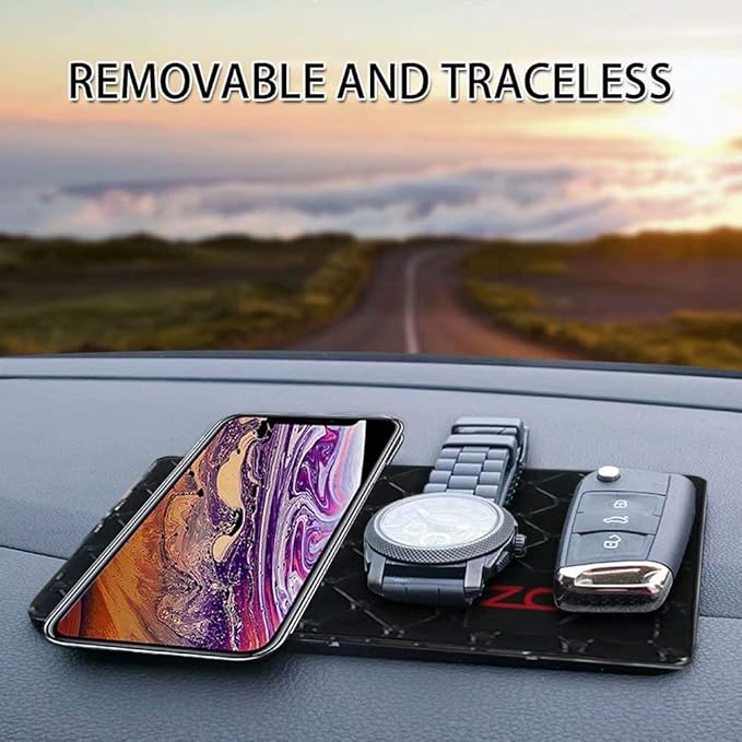 Sticky Dash Pad (4 Pack), Removable and Traceless Car Dashboard Mat with Heat Resistant, Sticky Non-Slip Dashboard Gel Pad for Cell Phone, Sunglasses, Keys, Coins and More (Size: 5.9" x 3.5")