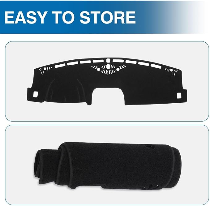 KUST Car Dash Cover for Ford Maverick 2022-2024 2025 2026 (Hybrid)(XL, XLT, Lariat) Polyester Dashboard Cover Non-Slip Center Interior Accessories for Maverick Sunshade No Glare Black