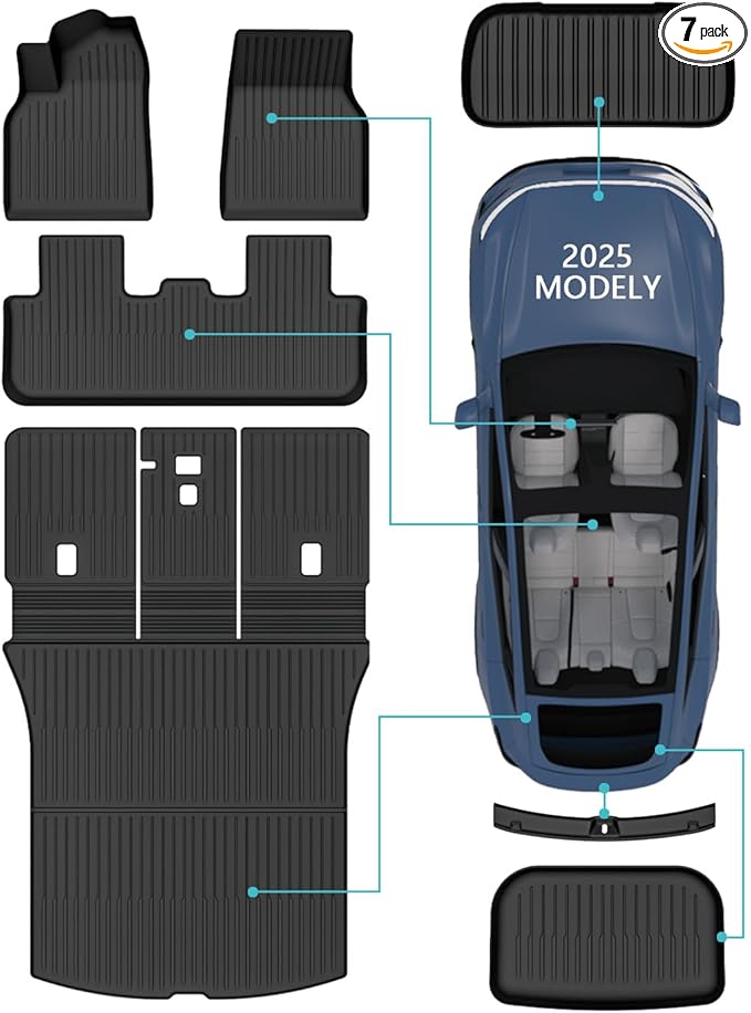 for New 2025 Tesla Model Y Juniper TPE Floor Mats & Front Rear Cargo Mat Full Cover Rear Trunk Mats Fit for New Version Tesla ModelY Juniper Accessories