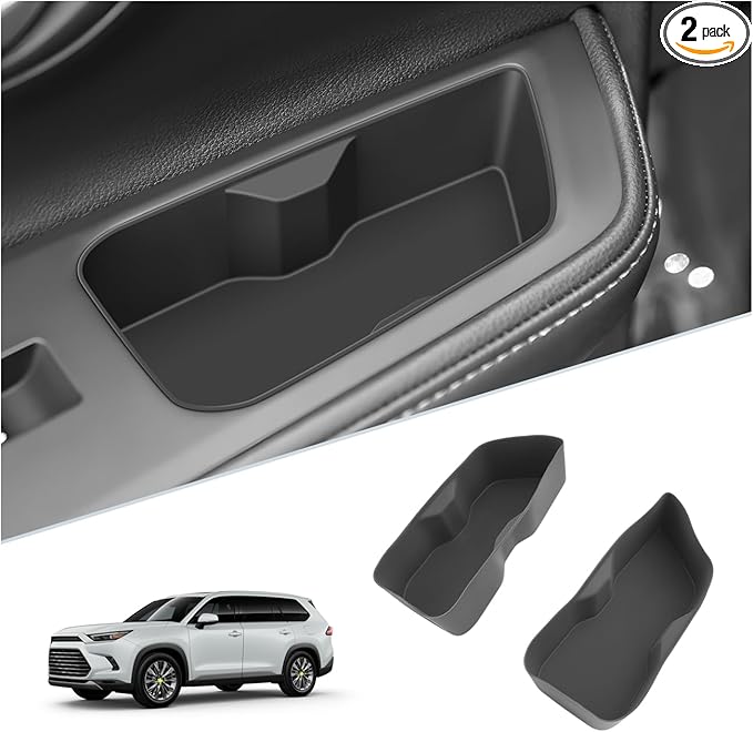 SKTU 2Pcs for 2024 2025 2026 Toyota Grand Highlander Door Side Storage Box Grand Highlander Door Handle Organizer 2024 2025 2026 Grand Highlander Accessories Phone Container Key Holder Tray (Rear)