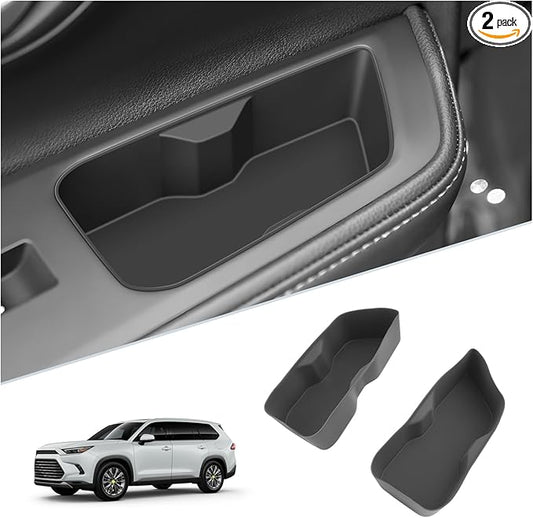 SKTU 2Pcs for 2024 2025 2026 Toyota Grand Highlander Door Side Storage Box Grand Highlander Door Handle Organizer 2024 2025 2026 Grand Highlander Accessories Phone Container Key Holder Tray (Rear)