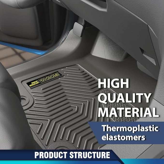 PIT66 Floor Mats Cargo Liners Compatible with Ford Expedition Max 2018-2025 with 2nd Row Bucket Seats (Heavy Duty) 5-Piece Premium All Weather Automotive TPE Liners alfombras para carro