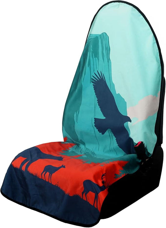 Waterproof Car Seat Cover with Non-Slip Back - Portable Auto Seat Cushion Fit for Cars Truck SUV Seats - Universal Carseat Protector Great for Dog or Kid Outdoor Sport Activities(Bear & Bird)
